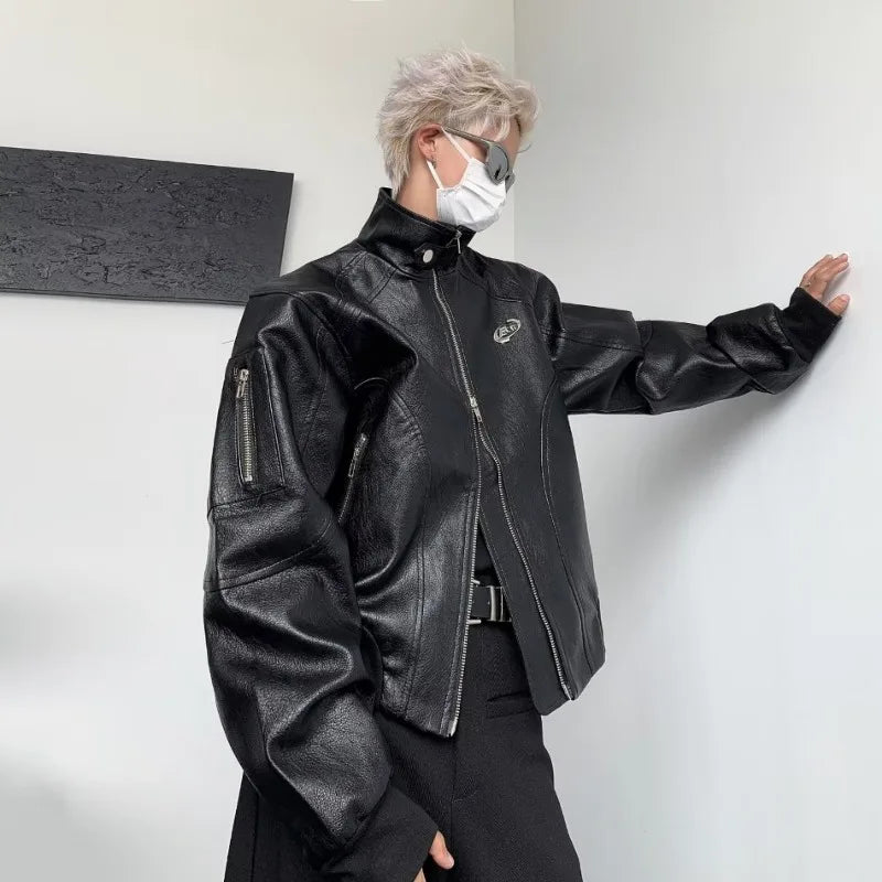 leather varsity jacket, cold weather layer, hip hop