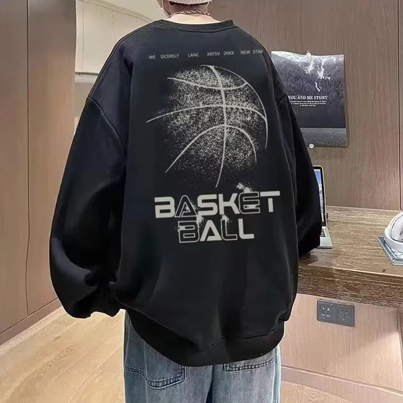 Funny Cartoon Basketball Graphic Pullovers Fleece Sweatshirts Hombre