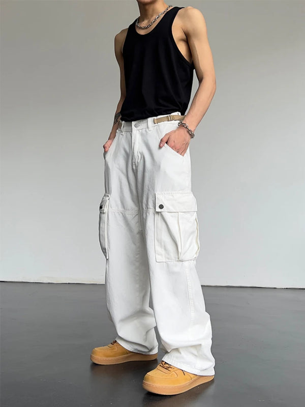 mens hip hop pants retro cargo pant streetwear side big pockets zipper harajuku joggers new casual loose straight baggy trousers urban active pants