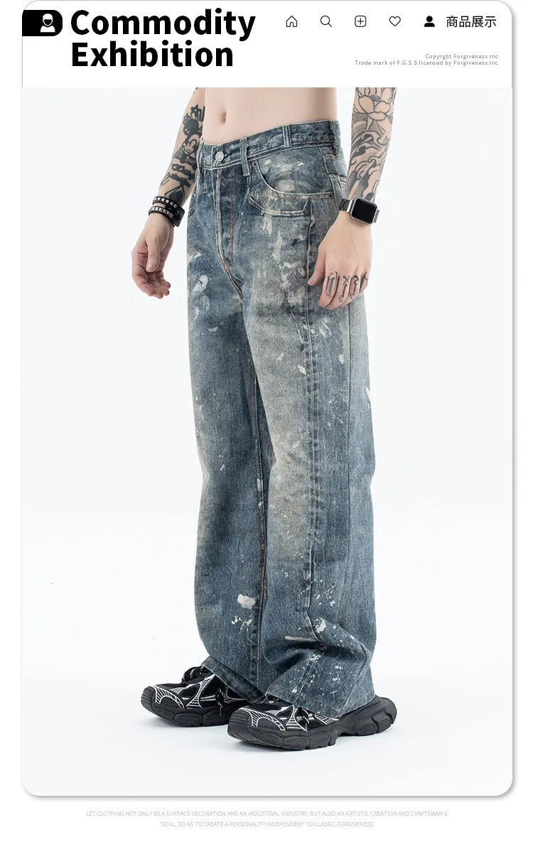 Graffiti splash ink paint baggy jeans