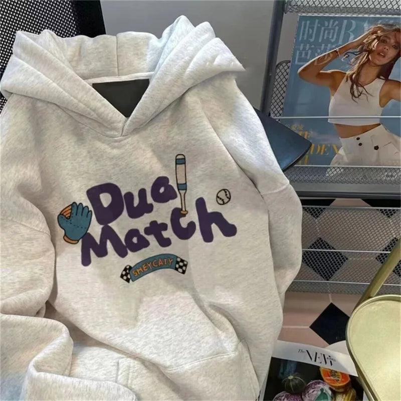 New Letter Cartoon Graphic Printed Hooded Sweatshirts For Men Autumn