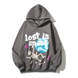 High Street Letter Foam Skull Vintage Fleece Hooded Hoodies Men And Wo