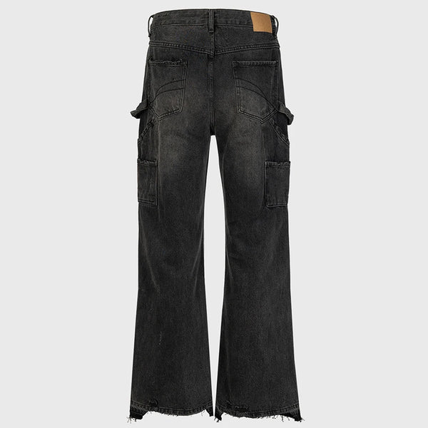 Vintage Black Jeans Men Color Block Patchwork Hi Street Jeans Luxury Designer Streetwear Jeans Trousers for Male