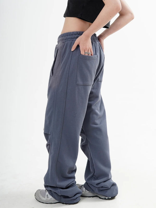 fashion washed distressed pants elastic waist drawstring men women hip hop casual sportwear pants unisex y2k streetwear joggers casual joggers