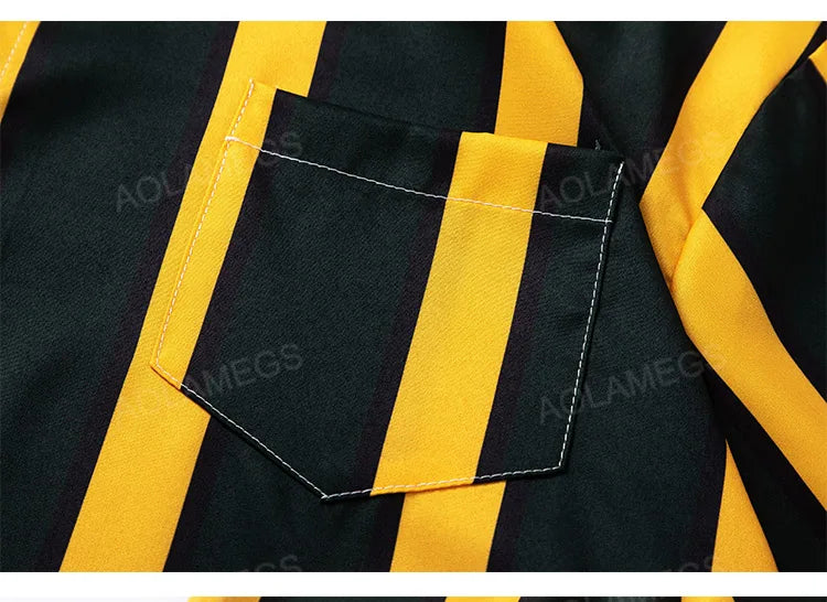 Shirt Contrast Vertical Stripes Simple Short Sleeve Blouse Casual Fashion Streetwear