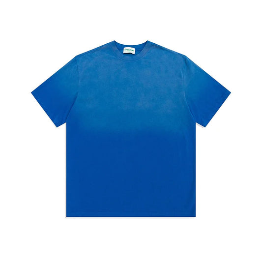 Spring Summer New Products Fried Color Wash Water Gradient Color Loose Short-sleeved Casual Basic Bottoming Round Neck