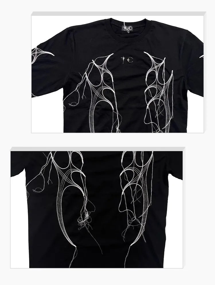 Vaporwave Fashion – New Arrival 2024 Men Thug Club Tassels T Shirts T Shirt – Edgy Streetwear for All Genders