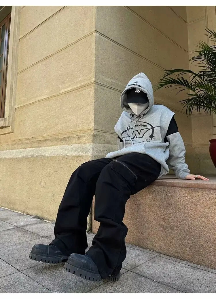 brand pants casual pants multi pockets checked cloth straight loose solid korean multi pocket fashions harem trousers cargo pant utility cargo pants