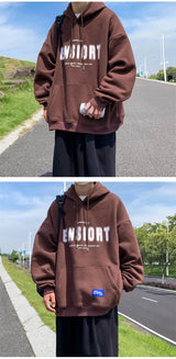 Spring Retro Letter Printed Hoodies Hombre 2024 New Personality Loose