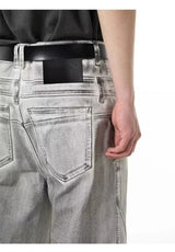 street mens jeans hip hop double waist head gradient smudging trend denim pants y2k 2024 new streetwear american cowboy trousers unique jeans style 472