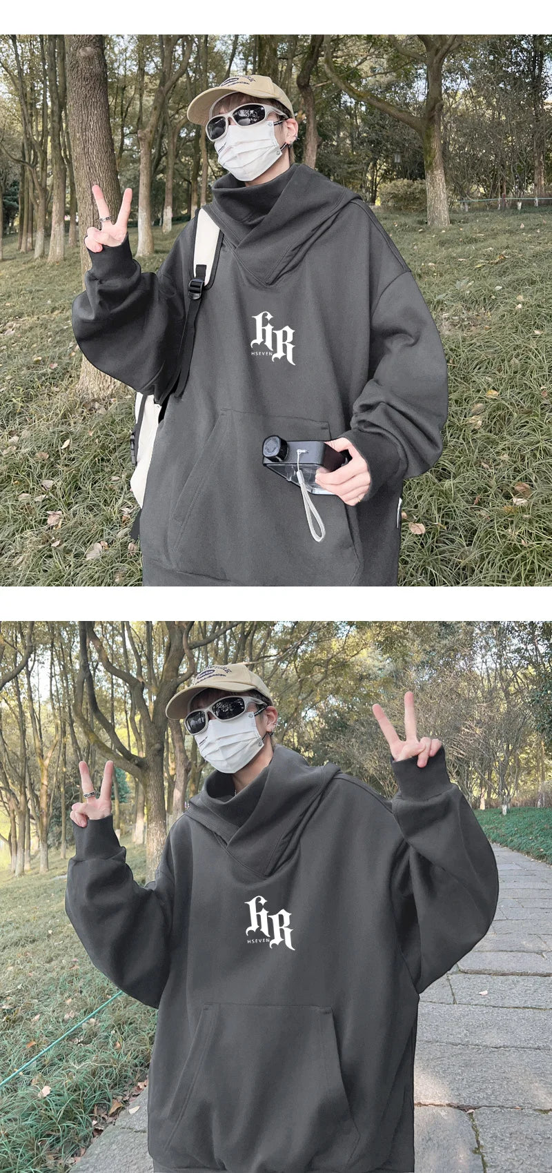 Autumn Ninja Neck Streetwear Hoodies Men Fleece Goth Letter Hip Hop Ho