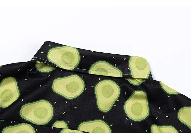 Men Summer Short Sleeved Shirt Avocado Green All Over Printed Shirt Hawaiian Beach Casual Top Fresh Interesting Loose Top Unisex