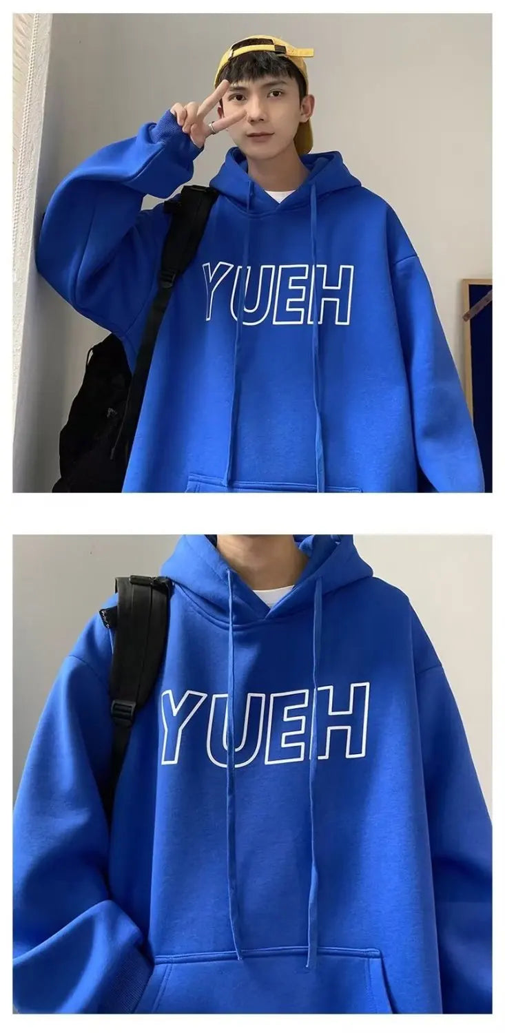Green Letter Print Hooded Sweatshirt For Men In Autumn Hong Kong Fashi