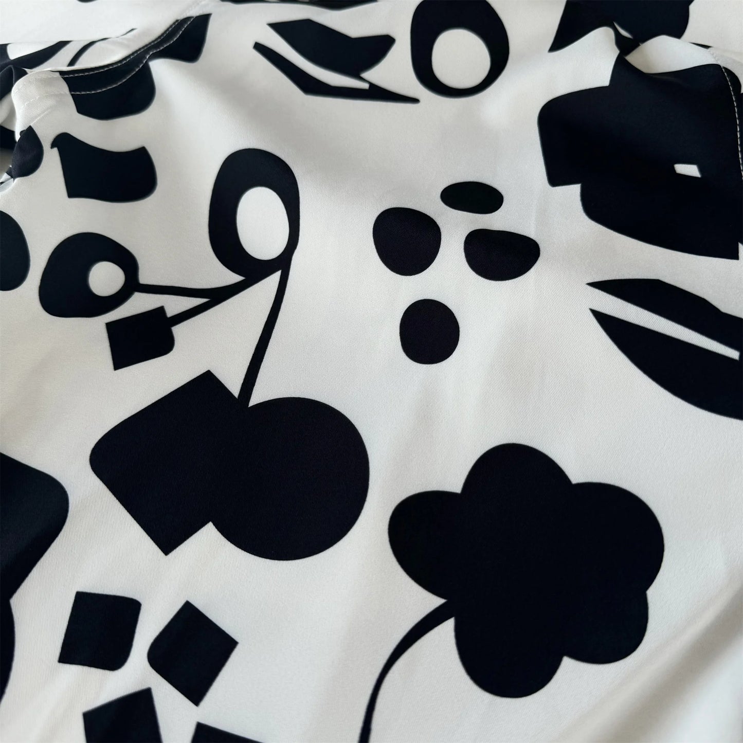 24ss New Retro Vintage Digital direct spray cherry print High-Street Casual long sleeved shirt