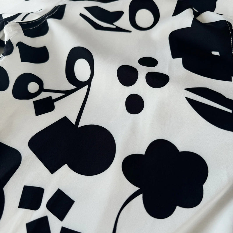 24ss New Retro Vintage Digital direct spray cherry print High-Street Casual long sleeved shirt