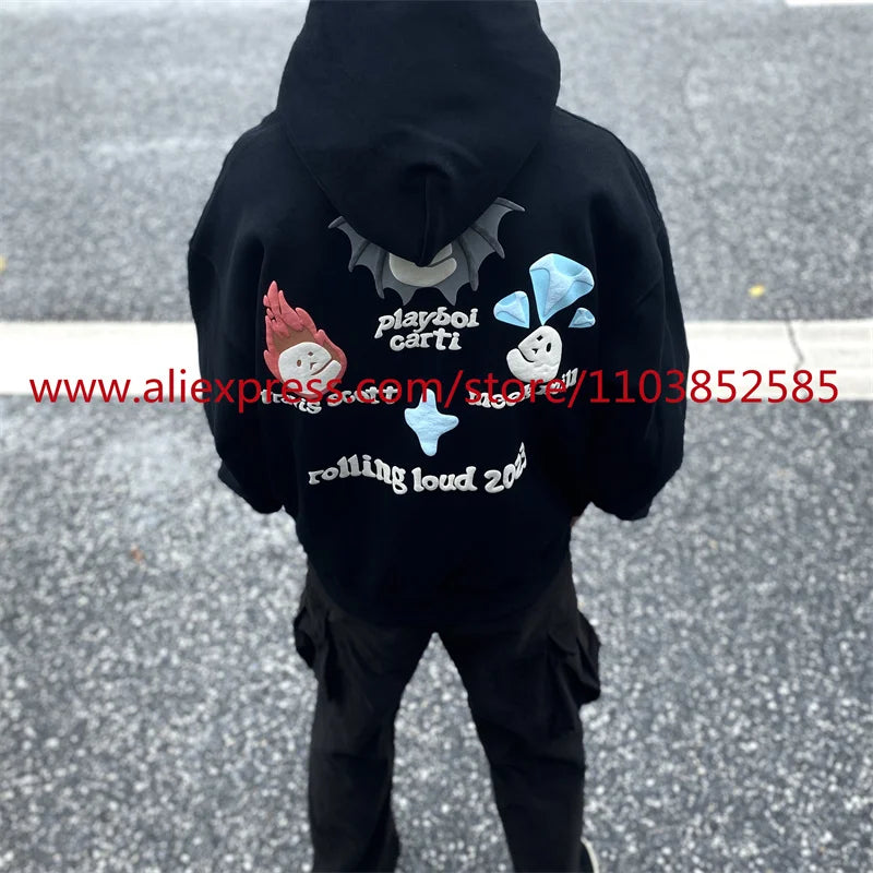 2024 New Autumn Winter Vintage Velvet Hoodie Long Sleeve American Heav