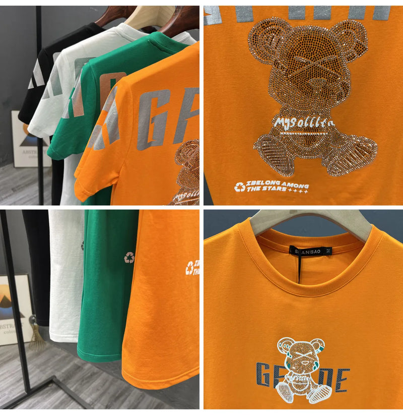 Cyberpunk Melting smiley – High Texture 2023 New Mens Fashion Letter Printed Bear Rhine