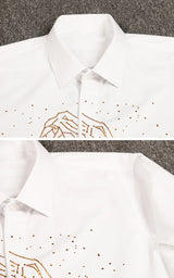 New 2021 luxury Men Classic Hot diamond Leopard Fashion Cotton Casual Shirts Shirt high quality Pocket Short sleeves S 2XL #A35