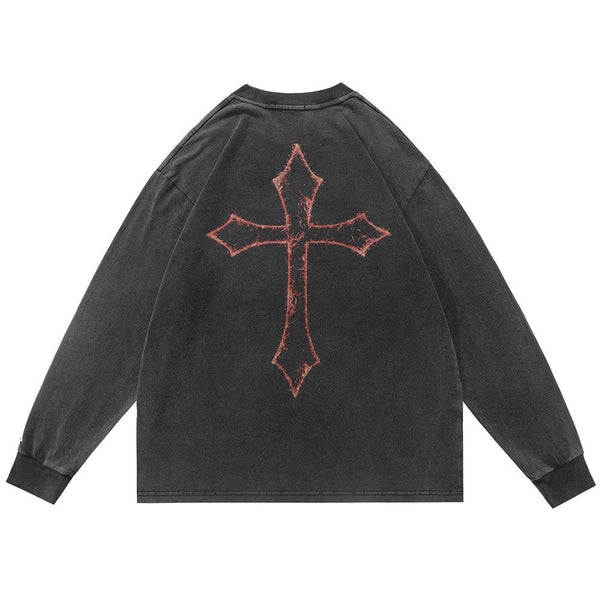 "Simple Cross" Unisex Men Women Streetwear Graphic Sweatshirt Daulet Apparel