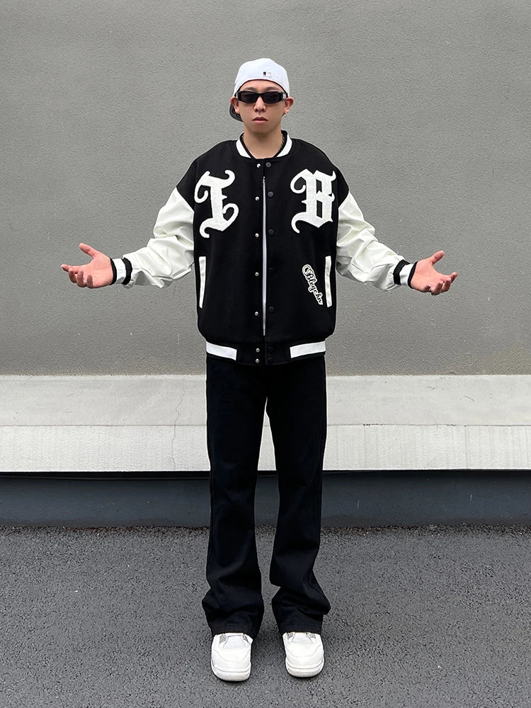 mens embroidery baseball jackets and coats casual single button patchwork hip hop streetwear warm bomber jacket outerwear nan - variant style 2d08b0 for streetwear fashion