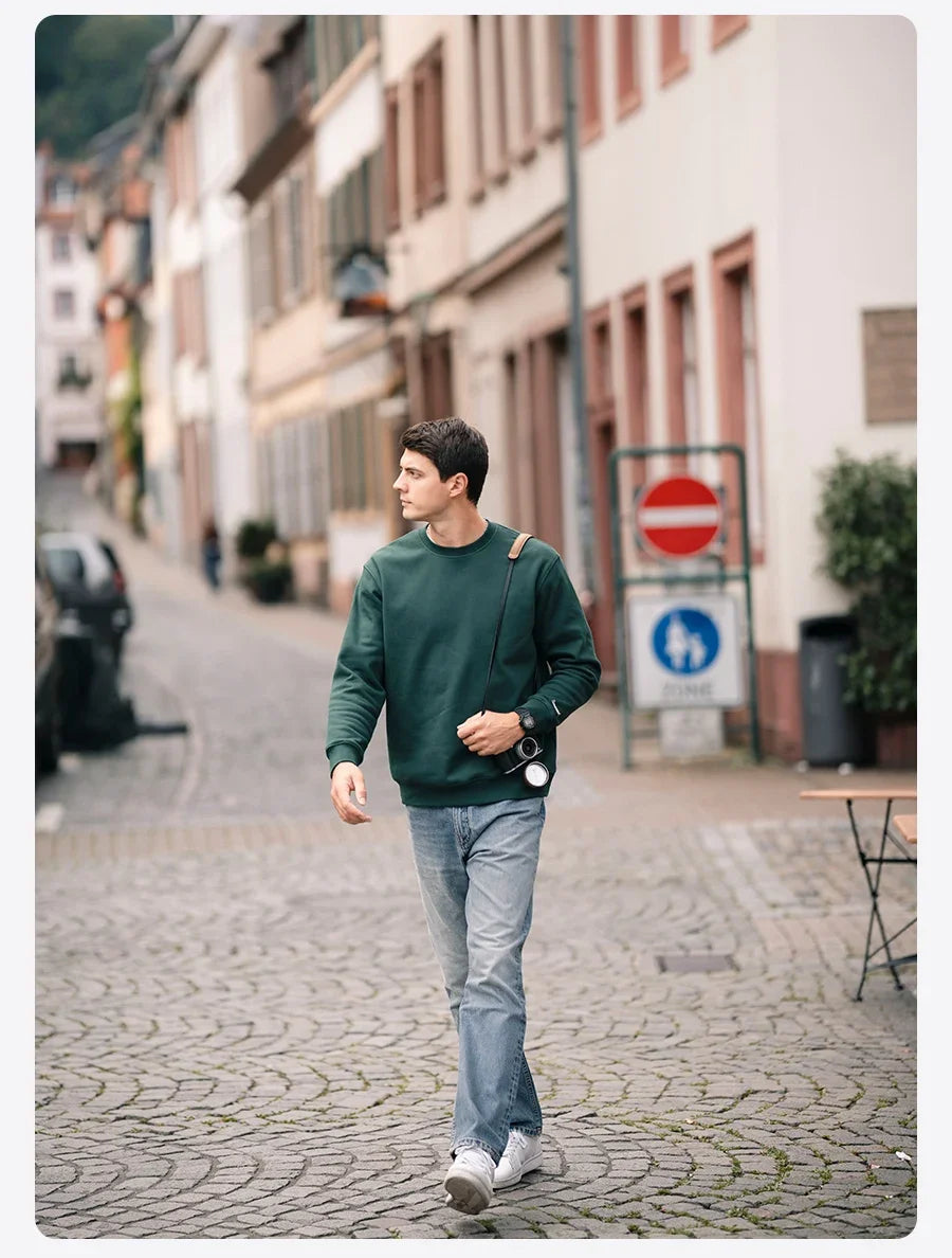 2024 New Autumn And Winter Blue Warm Fleece Fabric Sweatshirt Trendy M