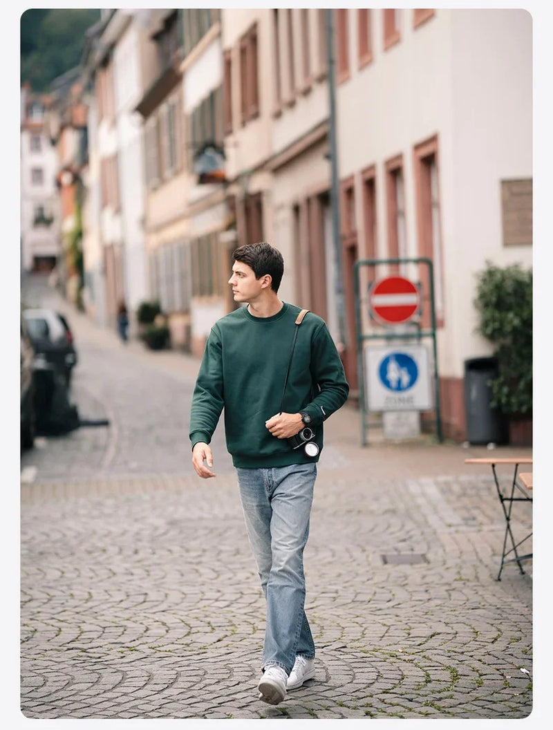 2024 New Autumn And Winter Blue Warm Fleece Fabric Sweatshirt Trendy M