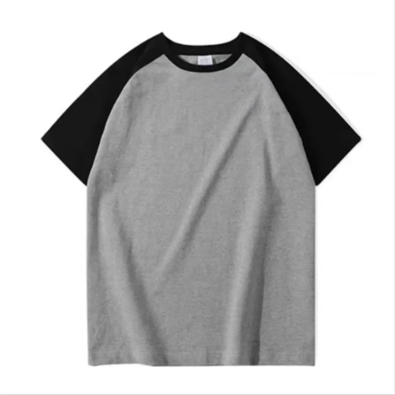 Cyberpunk Chrome logo – 220G Heavyweight T Shirt Patchwork Color Short Sleeved Mens