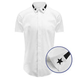 New 2022 Luxury Men Classic Embroidered stars comfortable Fashion Cotton Casual Shirts Shirt High Quality Short Sleeves A116
