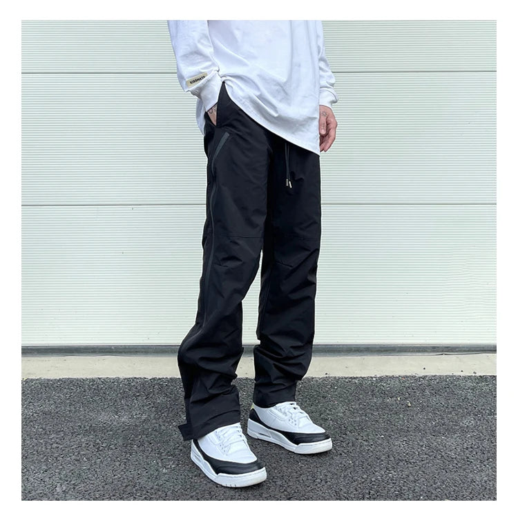 american street wear machine oversized joggers pants rubber side zipper nylon casual pants harajuku mens black track pants unique joggers style 3804
