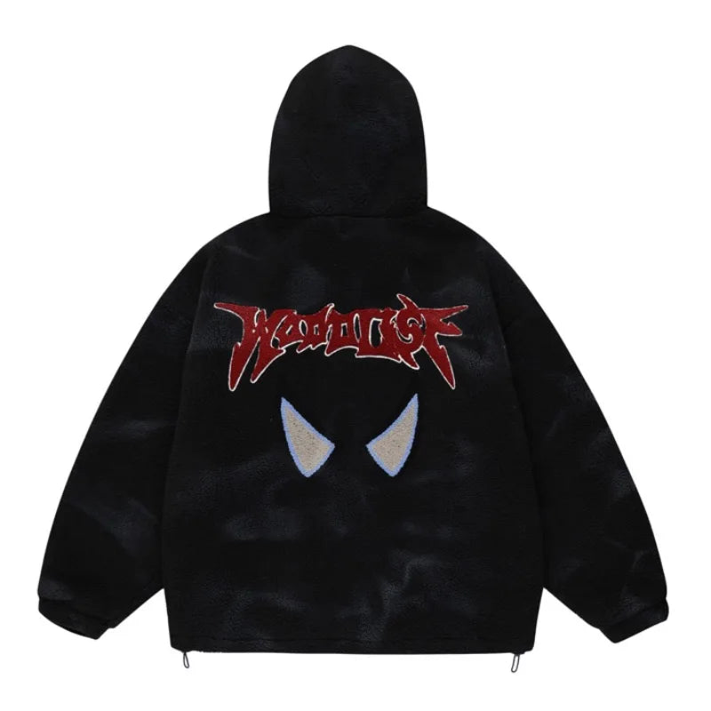 mens harajuku graffiti fleece jackets and coats letter embroidery hairy zipper outerwear warm streetwear parkas bomber jacket - variant style cd49ca for streetwear fashion