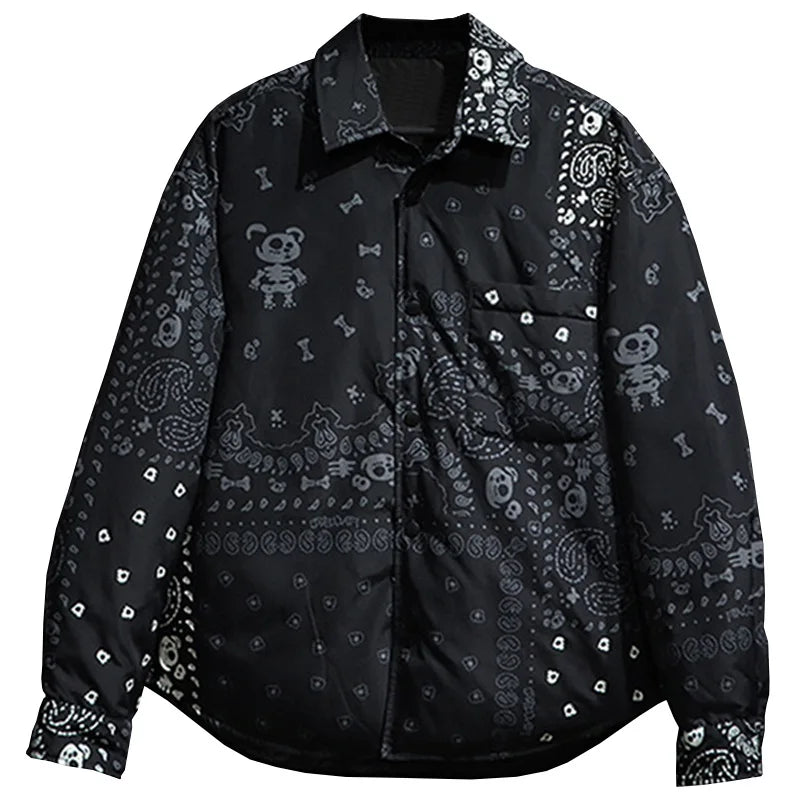 New fluorescent Luxury Men West Coast CRIPS Cashew Shirt Coats & Jackets / Down Coats Cotton Warm Winter Oversize Thin #A586