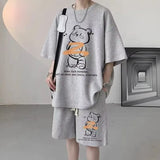 Vaporwave Crying angel – Summer Men Tracksuit Japan Cartoon Streetwear Cool Bear Prin