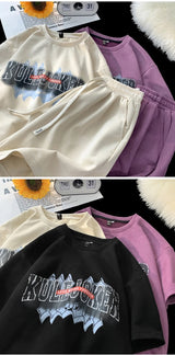 Sadcore Chrome logo – Stylish New Suede Short Sets Hip Hop Street Letter Printing