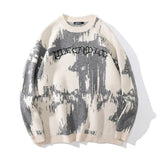 varsity flame pullover for men with bold graphic knit design, perfect for 2025 fashion, street fashion menswear trend for sea