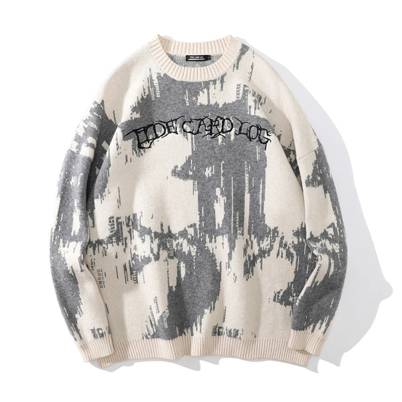 varsity flame pullover for men with bold graphic knit design, perfect for 2025 fashion, street fashion menswear trend for sea