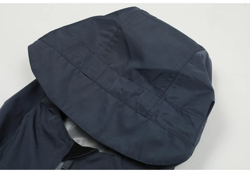 New 2023 Mens Blue Undermycar Armor zipper Parkas Windproof hooded Jacket Tatting Multiple pockets outdoor Wear size 1 2 3 #464