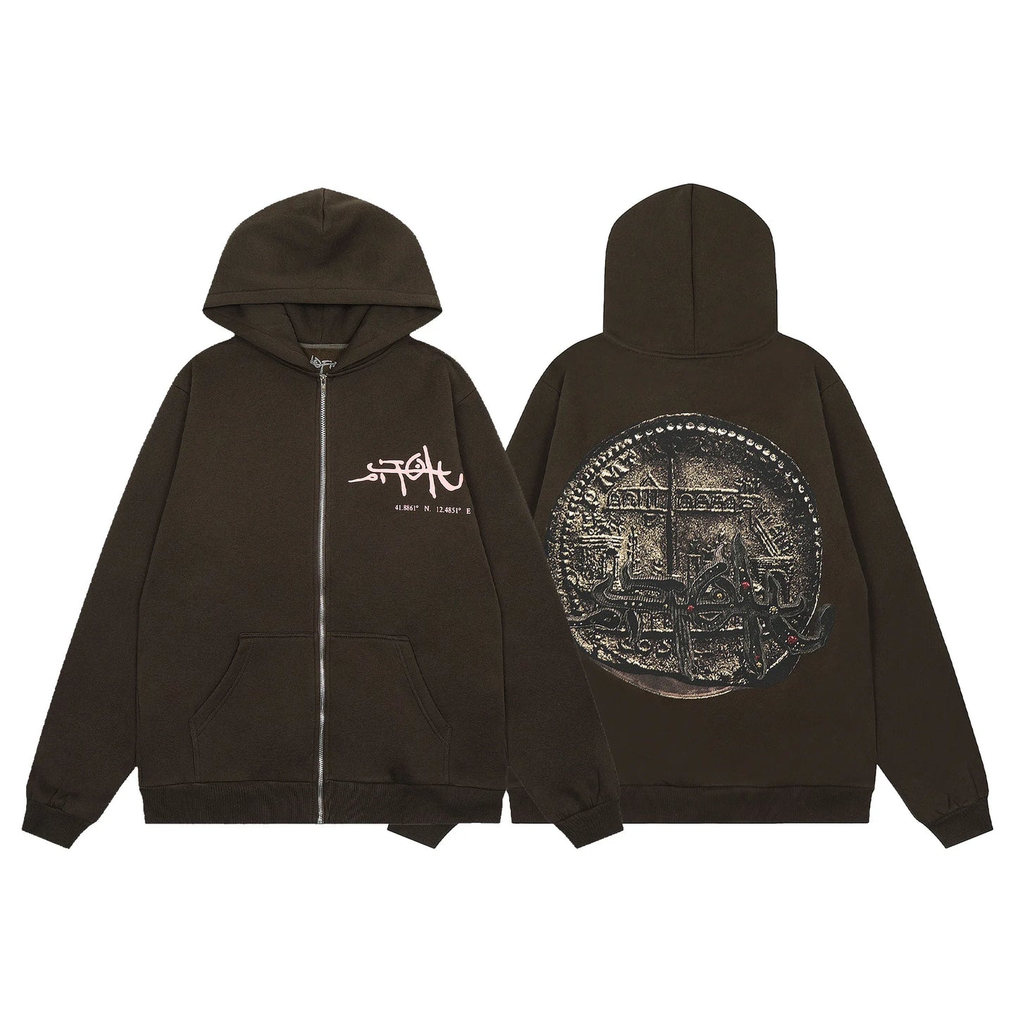 Y2K Skeleton Graphic Hoodie Layered Streetwear
