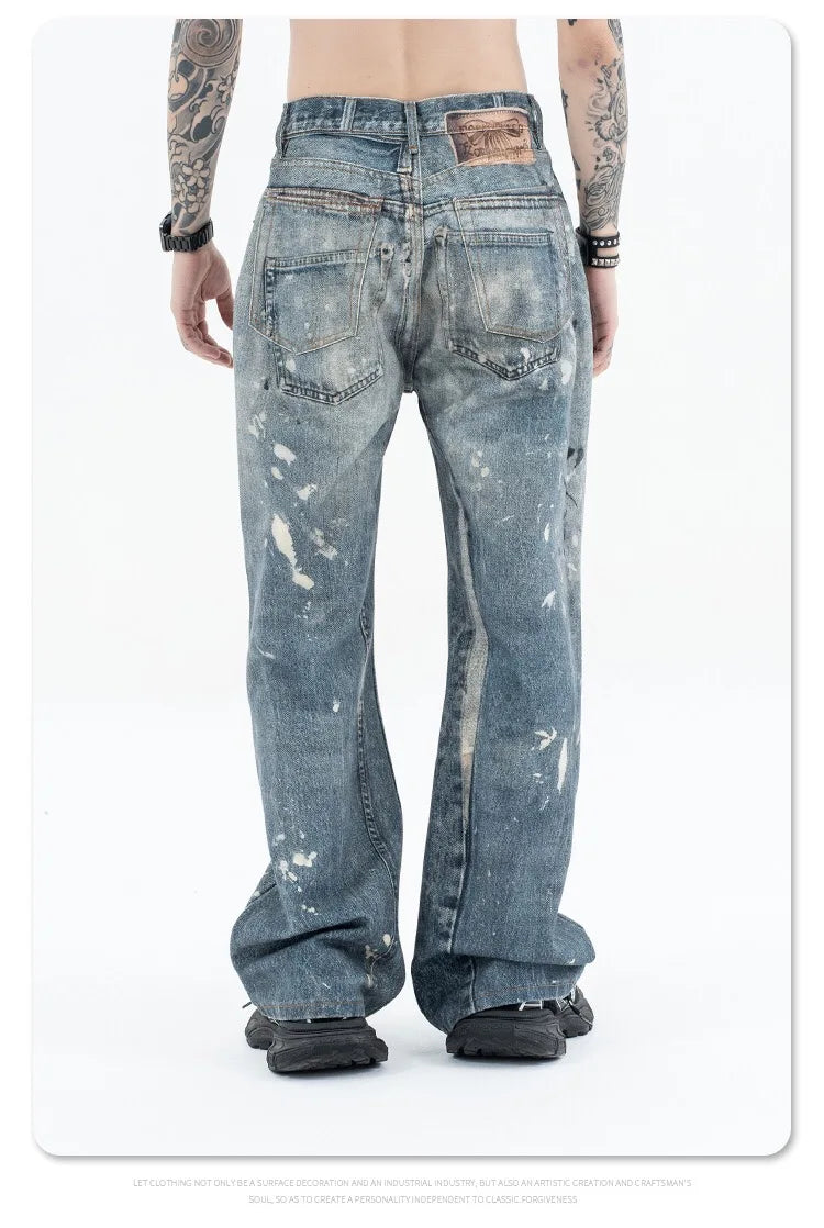 Graffiti splash ink paint baggy jeans