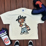 Glitchcore Aesthetic piece – Retro Gothic Rock Cartoon Pattern Letter Print T Shirt Women