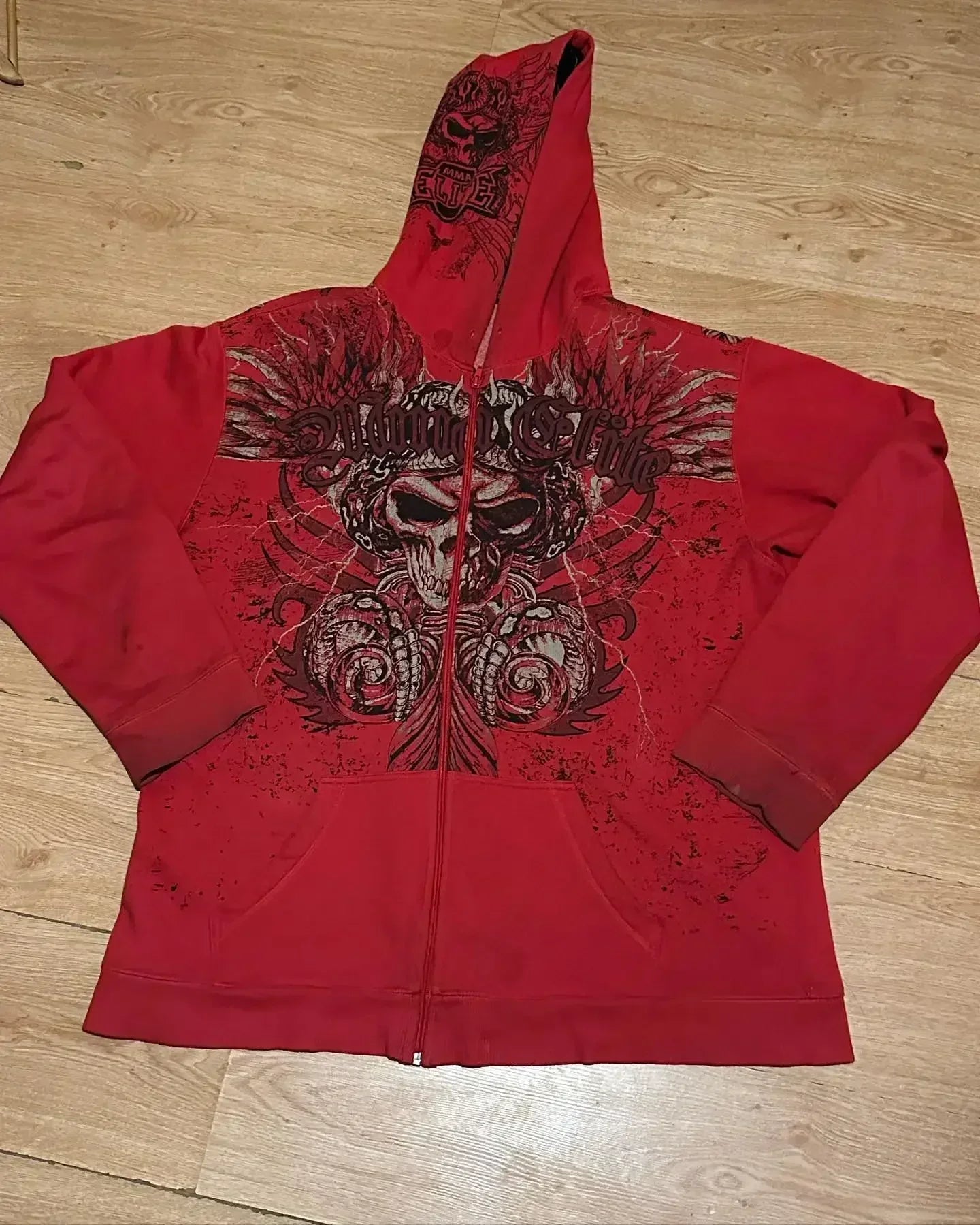 American Fashion Trend Joker Fleece Padded Zipper Hoodie Men Street Y2