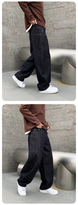 men denim streetwear fashion brand hip hop loose casual wide leg cargo harem jeans pant cityboy y2k baggy jeans trousers unique cargo style 1907