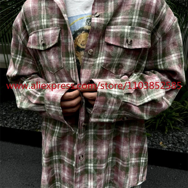 New 2024 Autumn Winter American Heavyweight Vintage Workwear Shirt Men's Coat Loose And Versatile Collar Tops Clothing Flannel