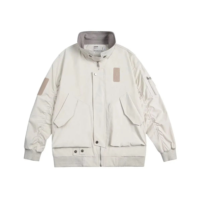 techwear zip bomber, urban fashion, for men, fall streetwear outfit, oversized style, layered fashion, modern aesthetic, graphic detail