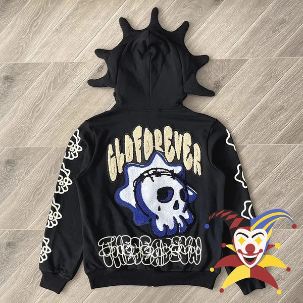 Towel Embroidered Cartoon Camouflage Glo Gang The Glory Full Zip Hoodi