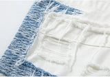 Mens High Street Denim Jean Shorts Casual Loose Destroyed Ripped Holes Loose Shorts Patchwork Hip Hop Streetwear Short Joggers