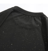 Cyberpunk Tribal flame – 2024 New Galaxy Glitter T Shirt Korean Style Small Sequined