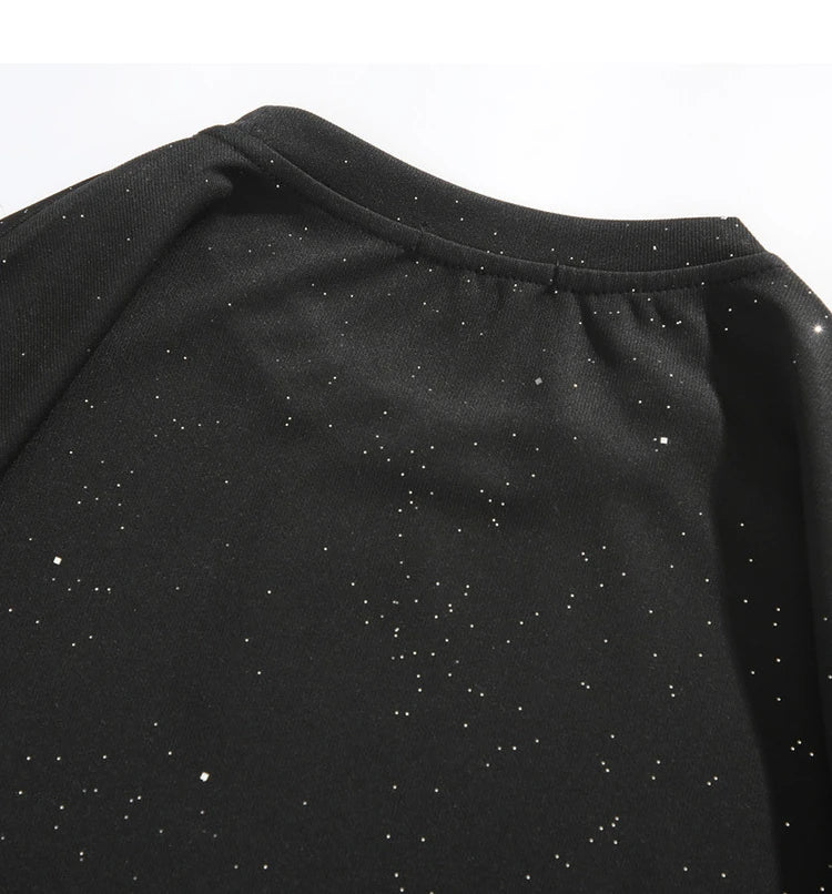 Cyberpunk Tribal flame – 2024 New Galaxy Glitter T Shirt Korean Style Small Sequined