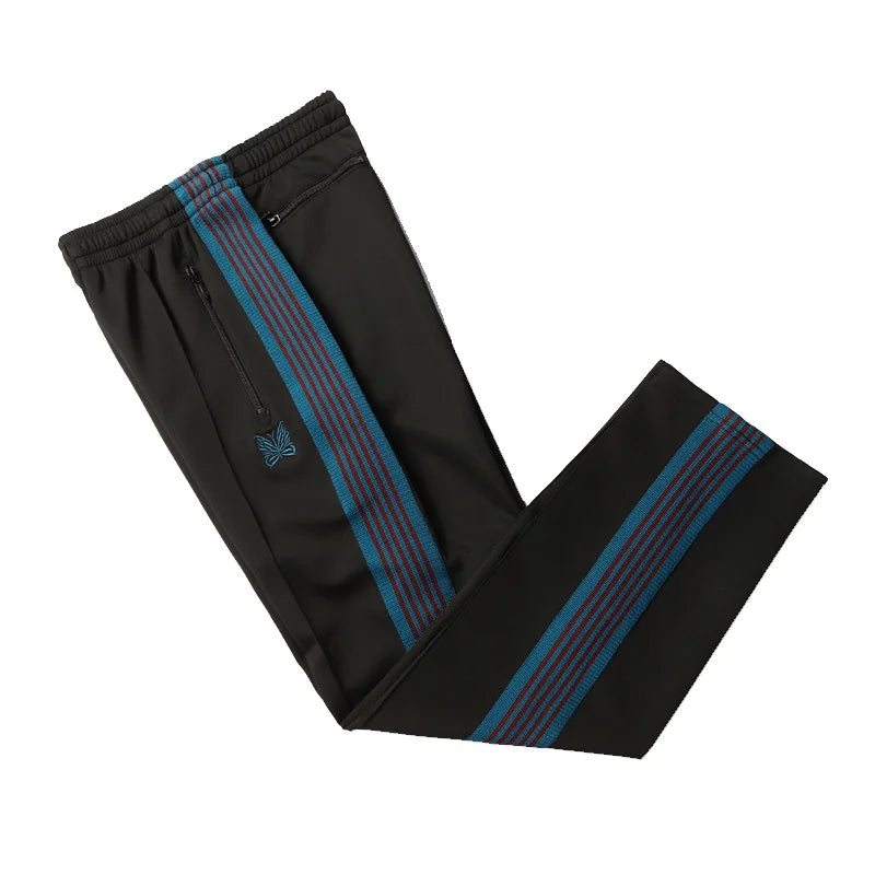 sea blue casual pants men woman loose comfortable side edge weaving stripe embroidery drawstring joggers sweatpants unique joggers style 5271