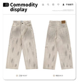 graffiti ink paint print straight pants unique default style 1232