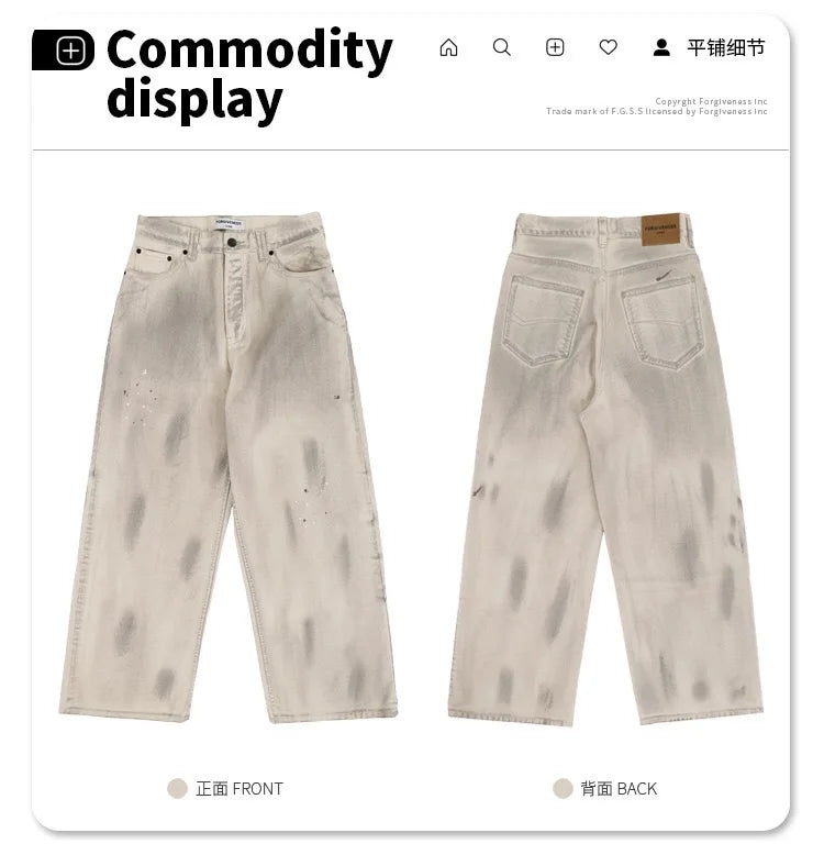 graffiti ink paint print straight pants unique default style 1232
